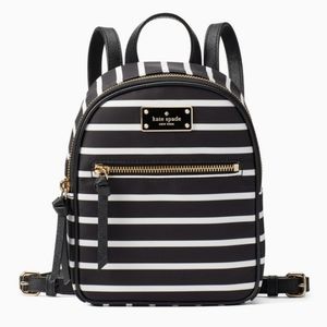 KATE SPADE Mini Bradley Wilson Road French Stripe Blackmulit Backpack NWT